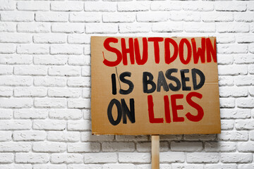 Fototapeta premium Protest placard against fake news about outbreak 2019-nCoV and treatment