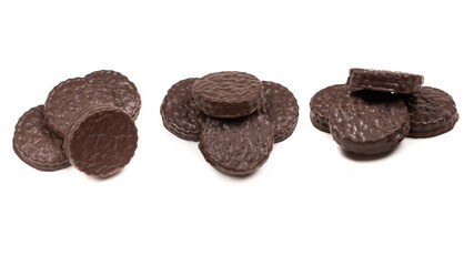 Chocolate cookies isolated on white.