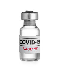 Vaccine for immunization against COVID-19 on white background
