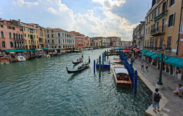 Fototapeta na wymiar Venice Grand canal with gondolas . Italy in summer bright day
