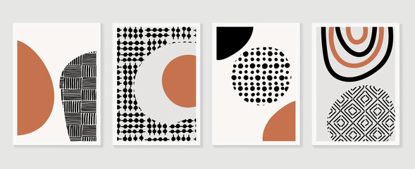 Abstrakte Wandkunst-Vektorsammlung. Schwarz-weiße organische Form Kunstpinsel-Design für gerahmte Wanddrucke, Leinwanddrucke, Poster, Wohnkultur, Cover, Tapeten. Vektor-Illustration © TWINS DESIGN STUDIO