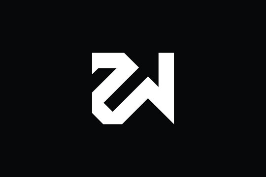 ZW logo letter design on luxury background. WZ logo monogram initials letter concept. ZW icon logo design. WZ elegant and Professional letter icon design on black background. Z W WZ ZW