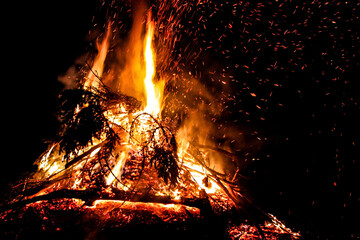 fire in the fireplace