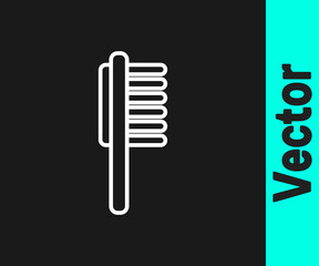 White line Pets vial medical icon isolated on black background. Prescription medicine for animal. Vector.