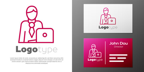 Logotype line Businessman icon isolated on white background. Business avatar symbol user profile icon. Male user sign. Logo design template element. Vector.