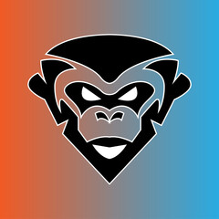 Vector illustration of a gorilla, monkey head. simple gorilla or monkey head logo and icon