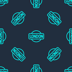 Green line London sign icon isolated seamless pattern on blue background. Vector.