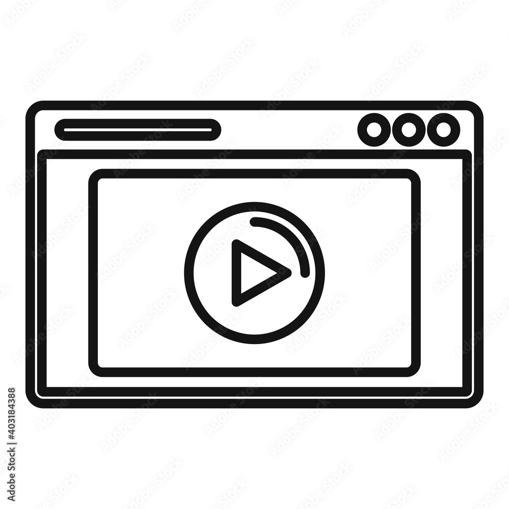 Poster video web page icon. outline video web page vector icon for web design isolated on white background