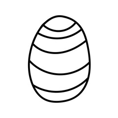 One easter egg with black lines ornament on white background. Simple Spring holiday symbols