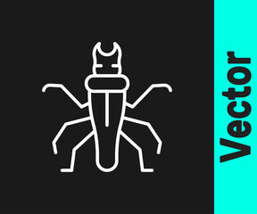 White line Termite icon isolated on black background. Vector.