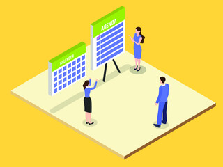 Business planning isometric 3d vector concept for banner, website, illustration, landing page, flyer, etc.