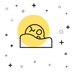 Black line Human skull in the ground icon isolated on white background. Random dynamic shapes. Vector.