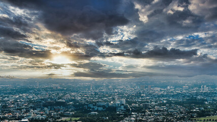 Beautiful top view of Chiangmai thailand, Beautiful Cloud scape.