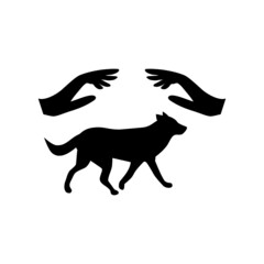 Fototapeta premium Dog care black glyph icon isolated on white background
