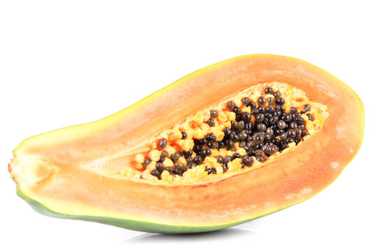 Papaya fruit on white background