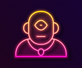 Glowing neon line Cyclops icon isolated on black background. Vector.