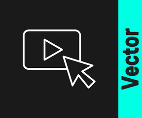 White line Advertising icon isolated on black background. Concept of marketing and promotion process. Responsive ads. Social media advertising. Vector.