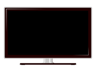 Flat screen tv lcd screen on stand, plasma realistic vector illustration.