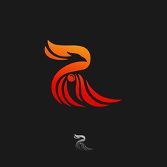 Initial R wings logo phoenix vector design illustration, eagle fire logo template letter R, falcon logo letter R, hawk premium icon, bird modern logo vector