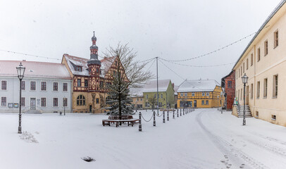 Marktplatz Harzgerode mit historischen Rathaus