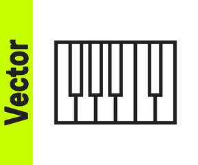 Black line Grand piano icon isolated on white background. Musical instrument. Vector.