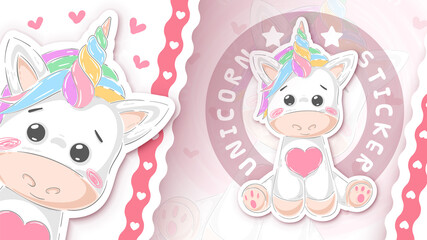 Obraz na płótnie Canvas Cute unicorn - sticker for your idea