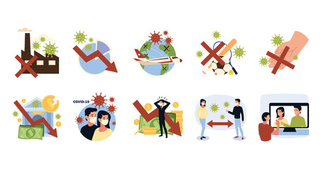 covid 19 crisis coronavirus impact, lockdown, mask shortage, recession, social distance and more