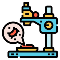 Microscope icon for webpage, application, card, printing, social media, posts etc.