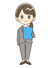 女性、スーツ、笑顔、ボード