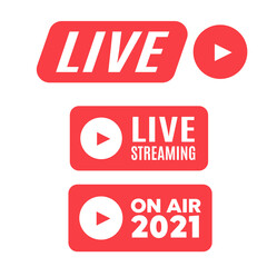 ON AIR sign. Live Streaming icon. Streaming vector sign