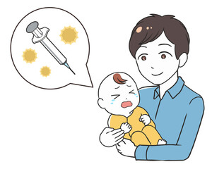 赤ちゃんの予防接種　父親