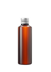 cosmetic bottle of brown glass or Plastic with white cap isolated on white background