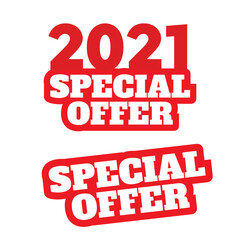 Special offer vector. Sticker or discount label. Special Offer grunge red