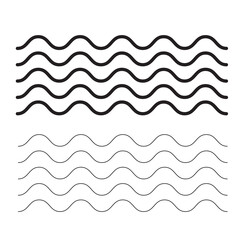 Waves outline icon. set of zigzag and wave borders