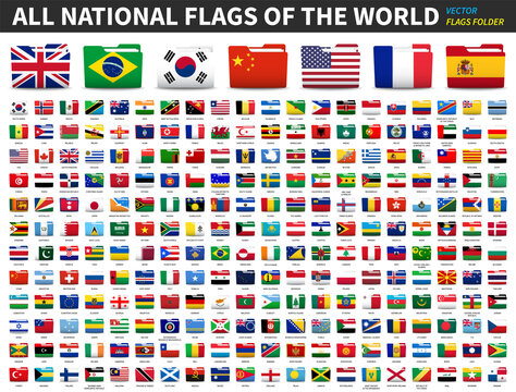 Set of all national flags of the world . Folder flag design . Element vector .