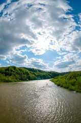 lake in forest in autumn with forest in the background