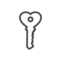 Día de San Valentín. Logotipo con corazón con forma de llave con lineas en color gris