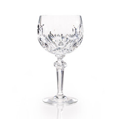 Lead cut crystal stemware isolated on white, contains clipping path.