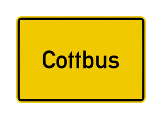 Cottbus city limits road sign in Germany	
