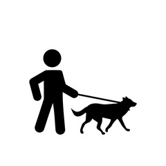 Dog walker icon isolated on white background. Animal care concept