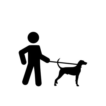 recommend clip art: Dog walker icon isolated on white background. Animal care concept