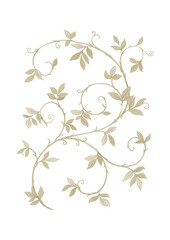 Floral motif of intertwined branches and leavesIn art nouveau style, vintage, old, retro style. Colored vector illustration.