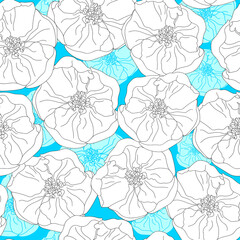 Floral seamless pattern. Vector background with flowers. Hand drawn artwork for textiles, fabrics, souvenirs, packaging and greeting cards.