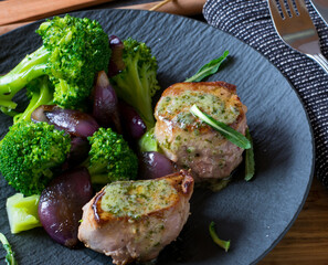 grilled meat with vegetables