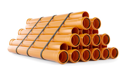 3D illustration, Isolated on white background PVC sewer pipe