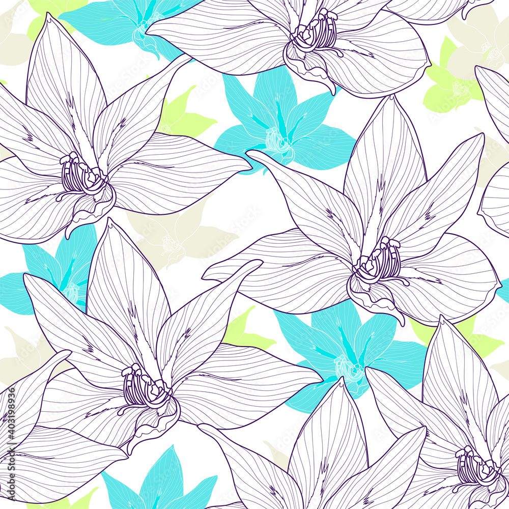 Sticker seamless pattern with flowers. hand drawn floral background. artwork for textiles, fabrics, souvenir