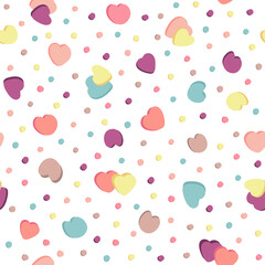 Fototapeta na wymiar Seamless pattern love heart background in beautiful pastel colors. Cute and funny, suitable for baby announcement, Valentine Day, Mother Day, Easter, wedding, scrapbook, gift wrapping paper, textiles.