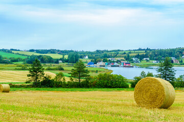 Countryside and haystacks near French River, PEI