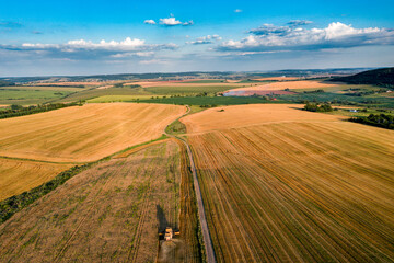 Ukraine. Harvest at sunset