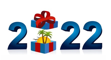 2022 - blue gift box with holidays inside